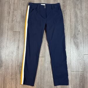 Anatomie Navy Blue McCall Essential Travel Pants Orange White Side Stripes